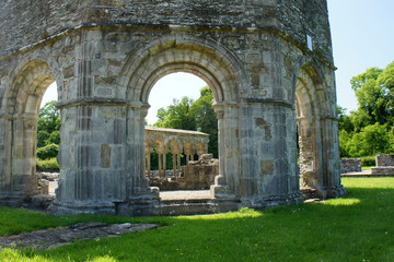 Fototapeta na wymiar The preserved arched part of the lavabo in the Mellifont Abbey.Ireland. 
