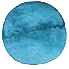 Abstract blue watercolor and stylish brush stroke on the white isolated background. Creative colorful form. Decorative element.