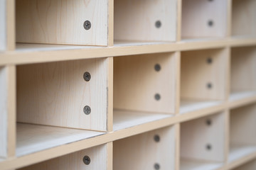 Many light brown squares for storing