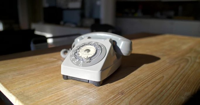 old telephone on table