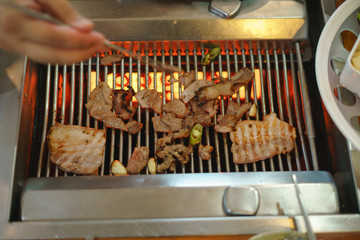 Korea style barbecue cooking or grilling