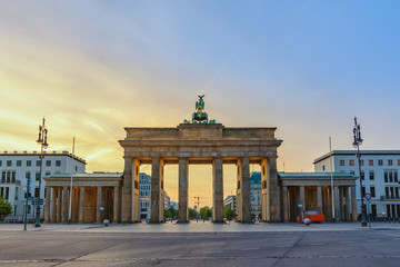 Berlin Germany, sunrise city skyline at Brandenburg Gate (Brandenburger Tor)