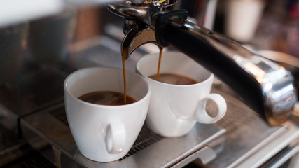 Fototapeta premium black coffee morning on coffee maker