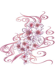 手描き桜紫和柄