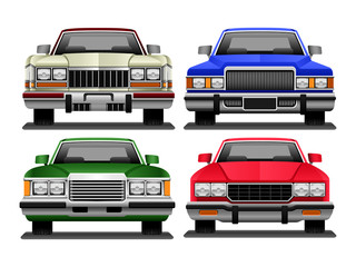 Set of Vector Ilustrations of Retro 1970s Cars 2