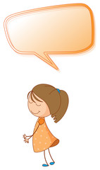 A girl with speech balloon