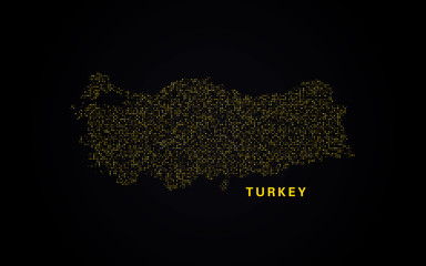 Turkey map of golden glitters. Modern element geography.