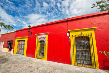 Oaxaca city, Scenic old city streets and colorful colonial buildings in historic city center