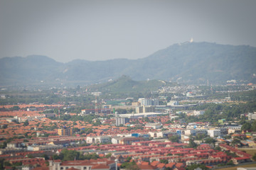 Beautiful landscape view of Phuket city from Khao Rang viewpoint, small hill in Phuket city, Thailand.