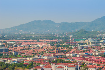 Beautiful landscape view of Phuket city from Khao Rang viewpoint, small hill in Phuket city, Thailand.