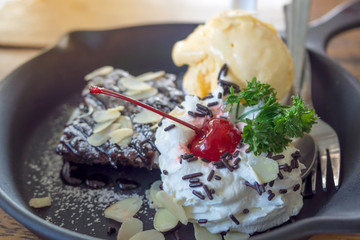  Chocolate Brownie Almond Vanilla Ice Cream and cherry