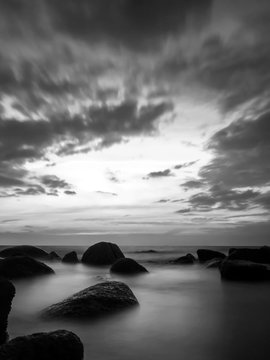 Long exposure  beach in black and white