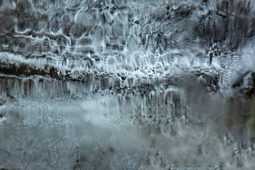 Dramatic patterns in the ice at Blackledge Falls Park, Connecticut.