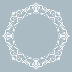 Decorative frame Elegant vector element for design in Eastern style, place for text. Floral blue border. Lace illustration for invitations and greeting cards