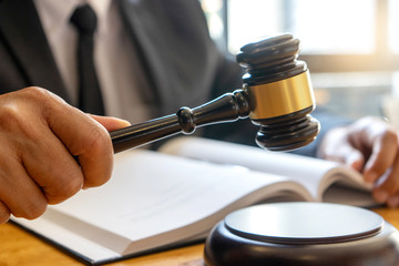 Judge lawyer gavel work in office with  balance