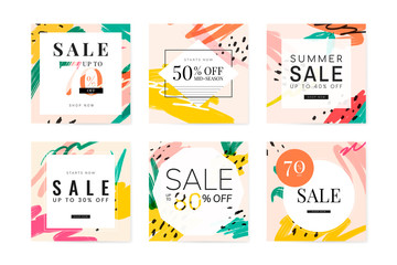 Memphis summer sale design collection - obrazy, fototapety, plakaty