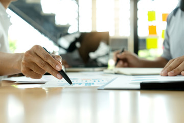 business businessman in meeting analyses chart