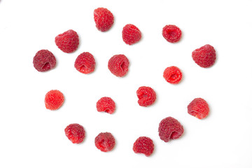 Set of Ripe raspbarry on white background
