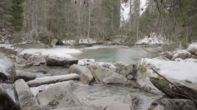Woods with snow and a pond 4k Sony a6300 25p S-Log2
