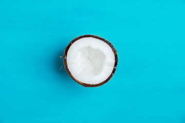 Fresh coconuts on the rustic background. Selective focus. Shallow depth of field.