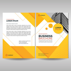 Business brochure cover template with yellow geometric shapes