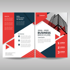 Business brochure cover layout template with red triangles