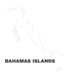 Fototapeta na wymiar Bahamas Islands map designed with small points. Vector abstraction in black color is isolated on a white background. Random small points are organized into Bahamas Islands map.