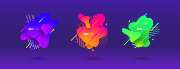 Abstract design set of liquid shapes. Fluid vector