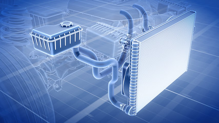 Car structure - Cooling System 3d rendering