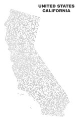 California State map designed with tiny points. Vector abstraction in black color is isolated on a white background. Scattered tiny points are organized into California State map.