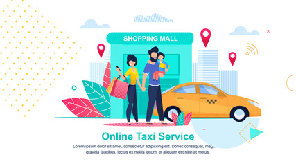 Shopping Mall. Online Taxi Service. Streets City.