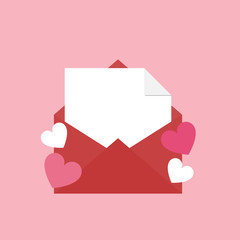 Envelope with a heart. Love letter for Valentine's day