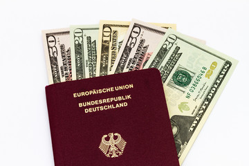 Dollarscheine im Reisepass