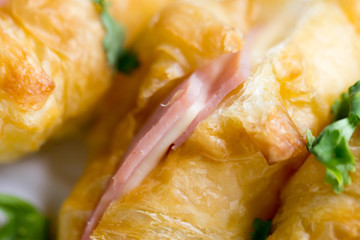 Closed up Croissant cheese.