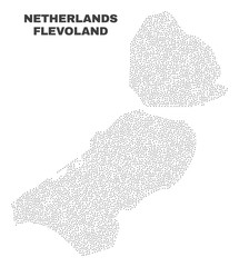Flevoland Province map designed with little dots. Vector abstraction in black color is isolated on a white background. Random small dots are organized into Flevoland Province map.