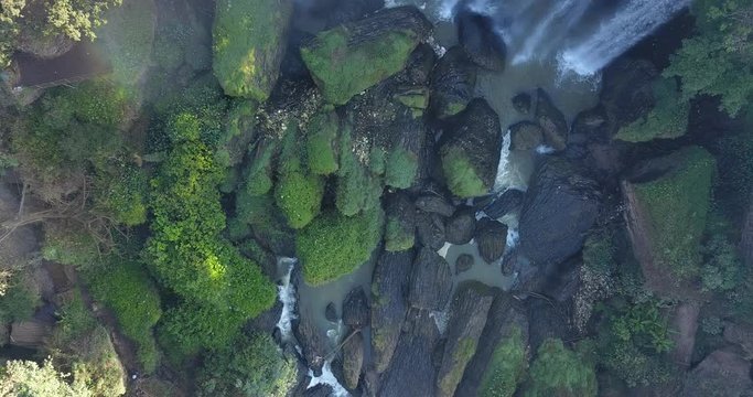 natural waterfall in dalat from aerial view