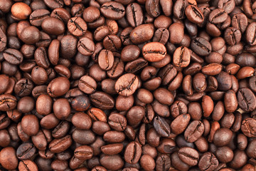 Roasted coffee of coffee beans texture background
