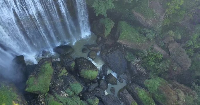 natural waterfall in dalat from aerial view