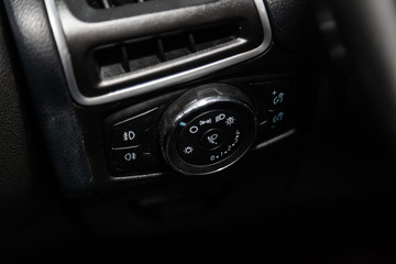 Novosibirsk, Russia - February 01, 2019:  Ford Focus,  close-up of the  buttons. Photography of a...
