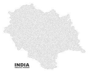 Himachal Pradesh State map designed with little points. Vector abstraction in black color is isolated on a white background. Scattered tiny points are organized into Himachal Pradesh State map.