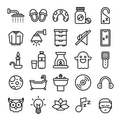 Sleeping icons pack. Isolated sleeping symbols collection. Graphic icons element - Vector