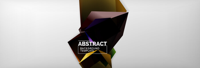 Triangular 3d geometric shapes composition, abstract background