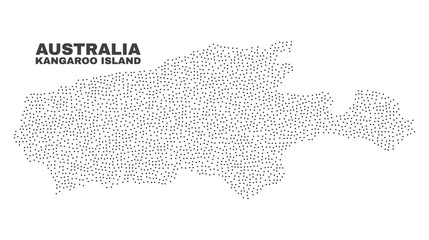 Fototapeta premium Kangaroo Island map designed with little points. Vector abstraction in black color is isolated on a white background. Random little points are organized into Kangaroo Island map.