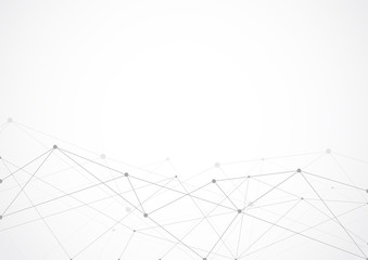 Abstract geometric connecting dots and lines. Connection science and Digital technology background. Molecular structure and communication. Vector illustration