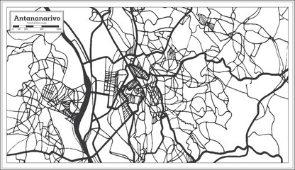 Obraz premium Antananarivo Madagascar City Map in Retro Style. Outline Map.