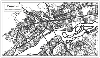 Bamako Mali City Map in Retro Style. Outline Map.