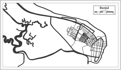 Obraz premium Banjul Gambia City Map in Retro Style. Outline Map.