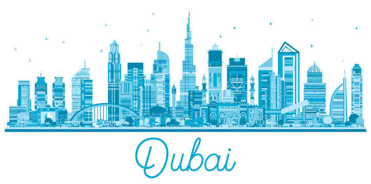 Dubai UAE City Skyline with Modern Architecture.
