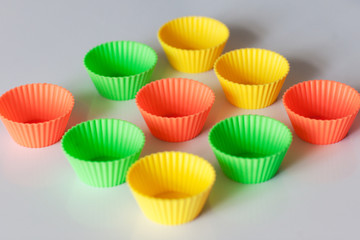 Multi-colored silicone molds for cupcakes