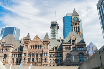 Fountain at Nathan Phillips Square and Toronto Sign